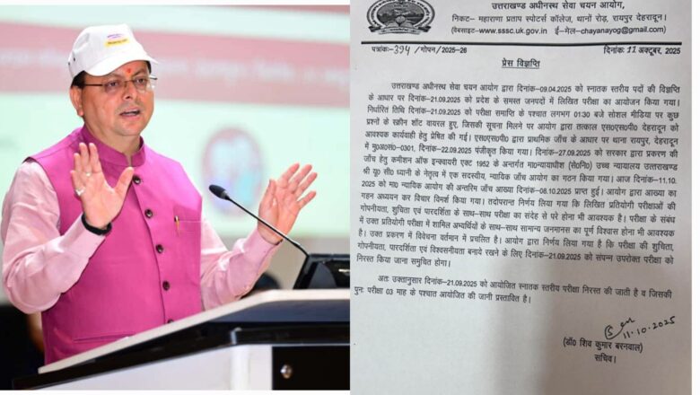 परीक्षा में संदेह के बाद धामी सरकार का बड़ा निर्णय — एक सदस्यीय न्यायिक आयोग की रिपोर्ट के बाद परीक्षा निरस्त!      